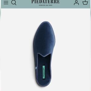 Piedaterre Dandy Azzurro Adriatico NEW Velvet Italian Hand Stitch Slipper 45/12